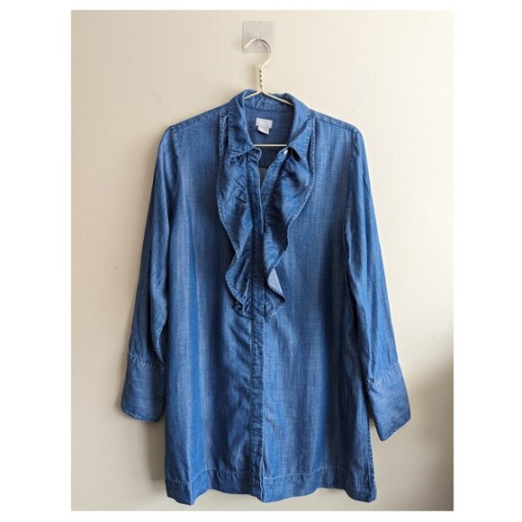 Chico's Ruffle Denim Tunic - Picture 6 of 11